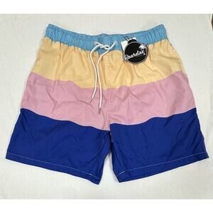 BOARDIES APPAREL Mens Swim Shorts Colorblock Stripes Size L brand new With Tags